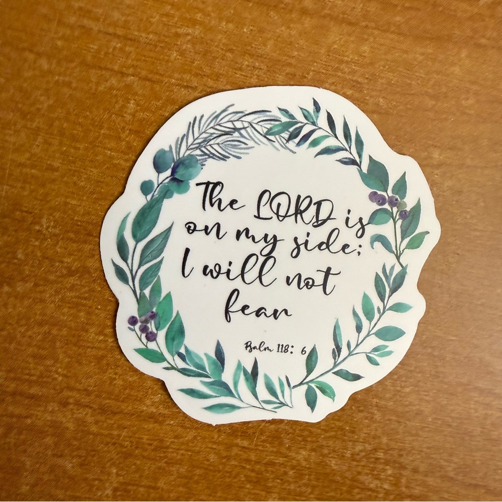 Inspirational Sticker with‎ Green and Purple Wreath